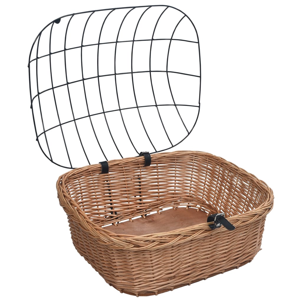 Cestino Anteriore Bici con Copertura 50x45x35cm Salice Naturale