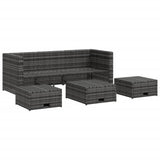 Set Divani da Giardino 4 pz con Cuscini in Polyrattan Grigio