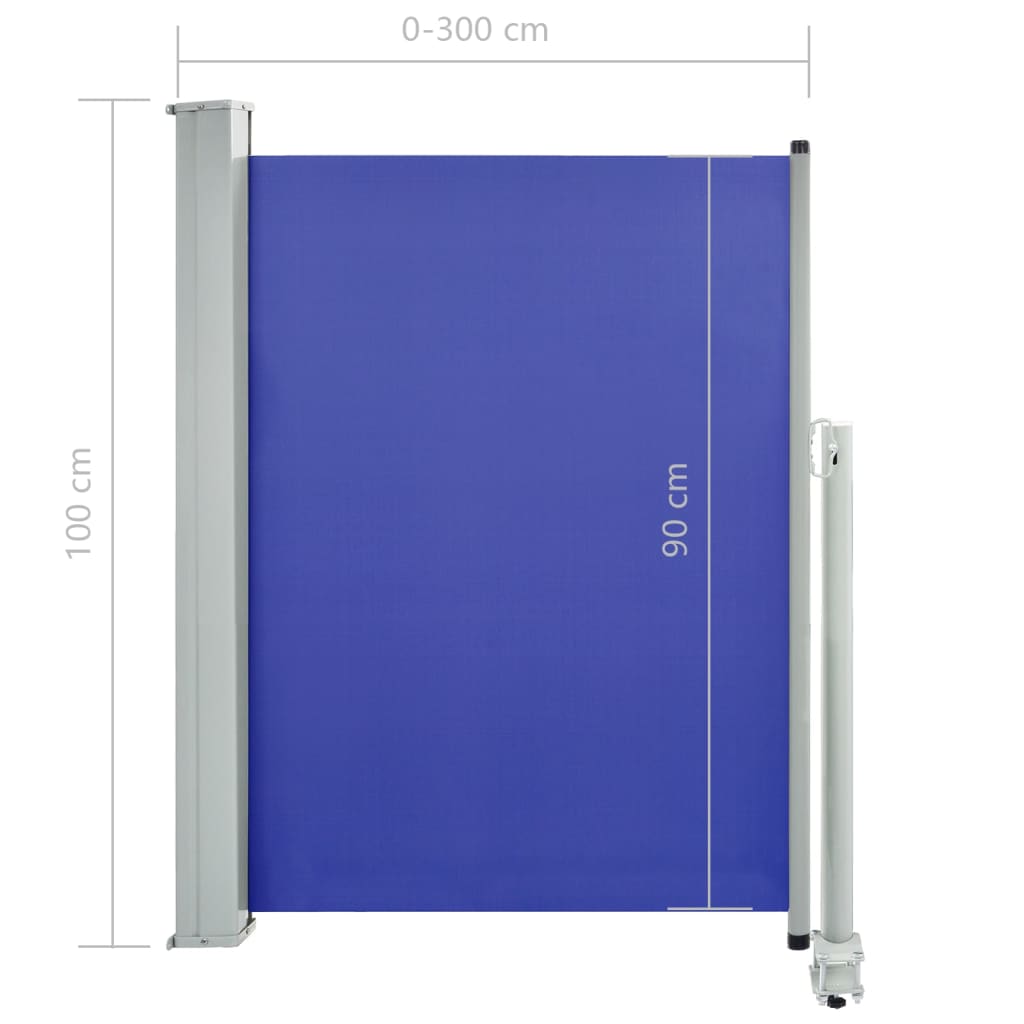 Tenda Laterale Retrattile per Patio 100x300 cm Blu