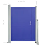 Tenda Laterale Retrattile per Patio 100x300 cm Blu