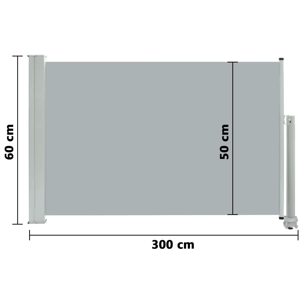 Tenda Laterale Retrattile per Patio 60x300 cm Grigia