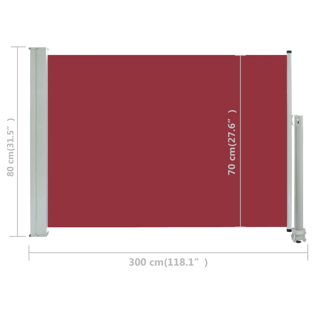 Tenda Laterale Retrattile per Patio 80x300 cm Rosso