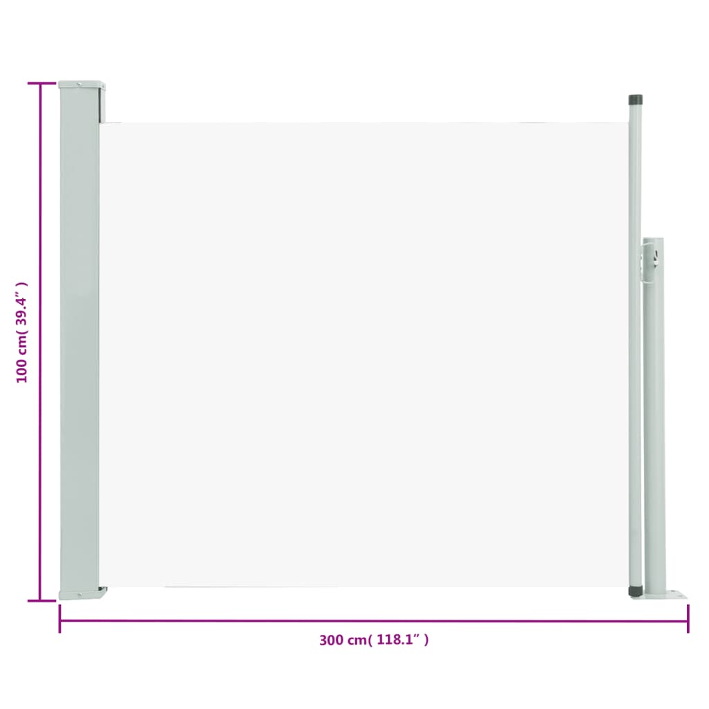 Tenda Laterale Retrattile per Patio 100x300 cm Crema