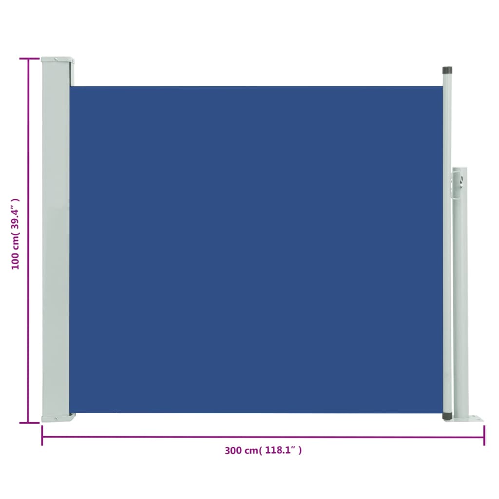 Tenda Laterale Retrattile per Patio 100x300 cm Blu