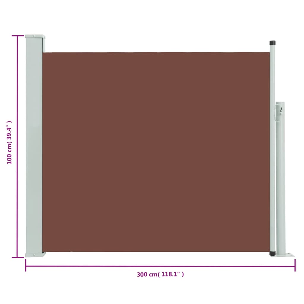 Tenda Laterale Retrattile per Patio 100x300 cm Marrone