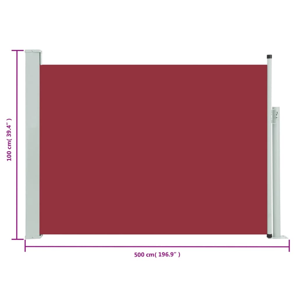 Tenda Laterale Retrattile per Patio 100x500 cm Rosso