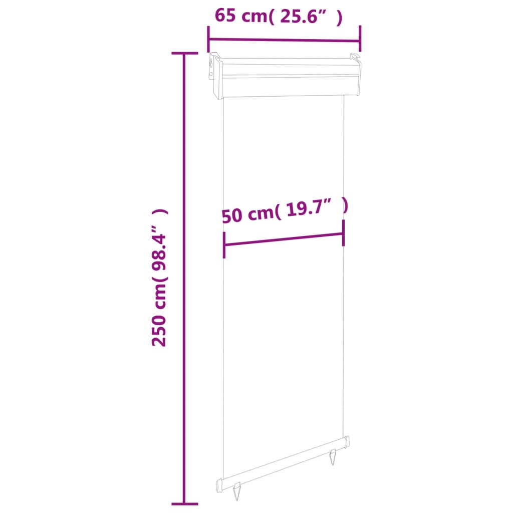 Tendalino Laterale per Balcone 65x250 cm Nero