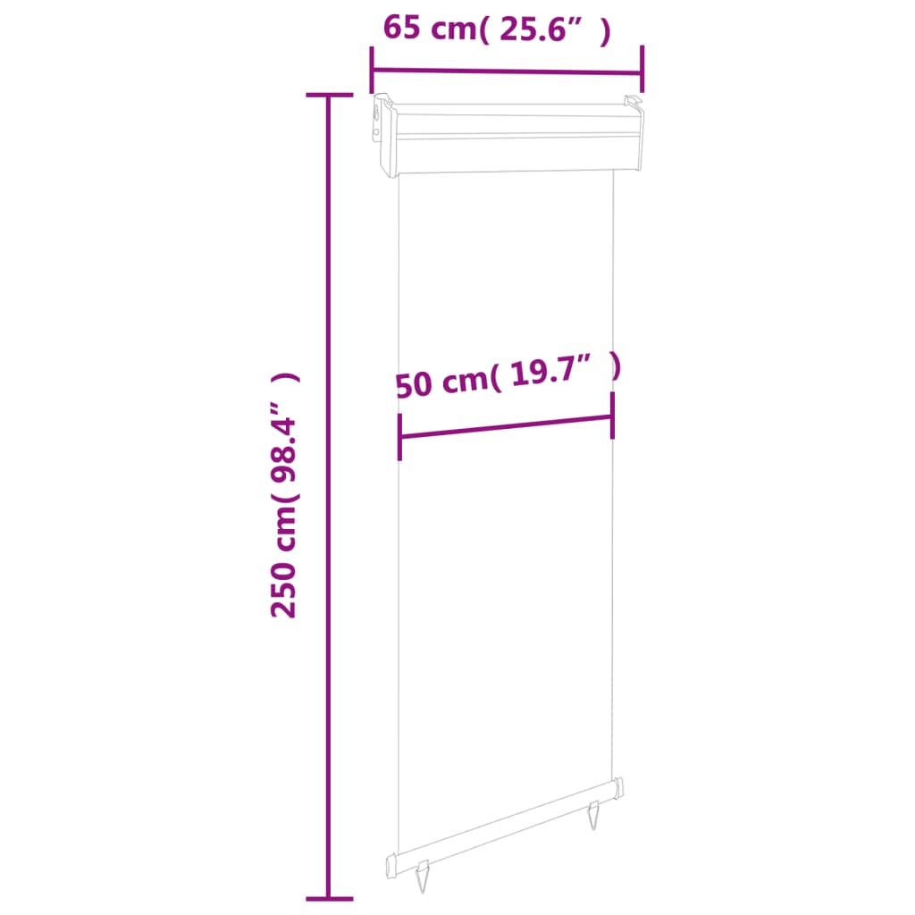 Tendalino Laterale per Balcone 65x250 cm Grigio