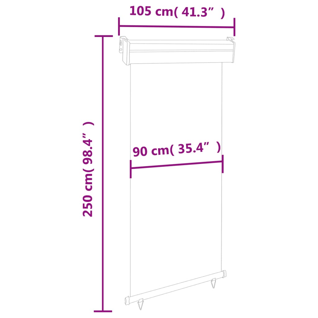 Tendalino Laterale per Balcone 105x250 cm Nero