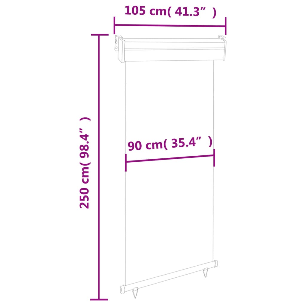 Tendalino Laterale per Balcone 105x250 cm Grigio