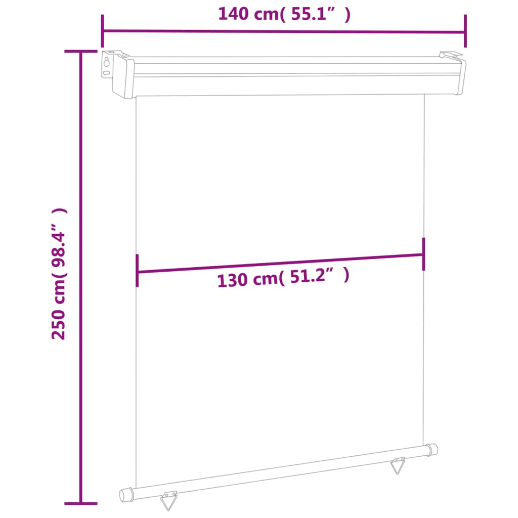 Tenda Laterale per Terrazzo 140x250 cm Crema