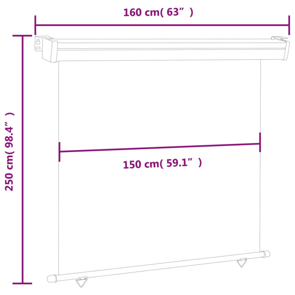 Tenda Laterale per Terrazzo 160x250 cm Nera