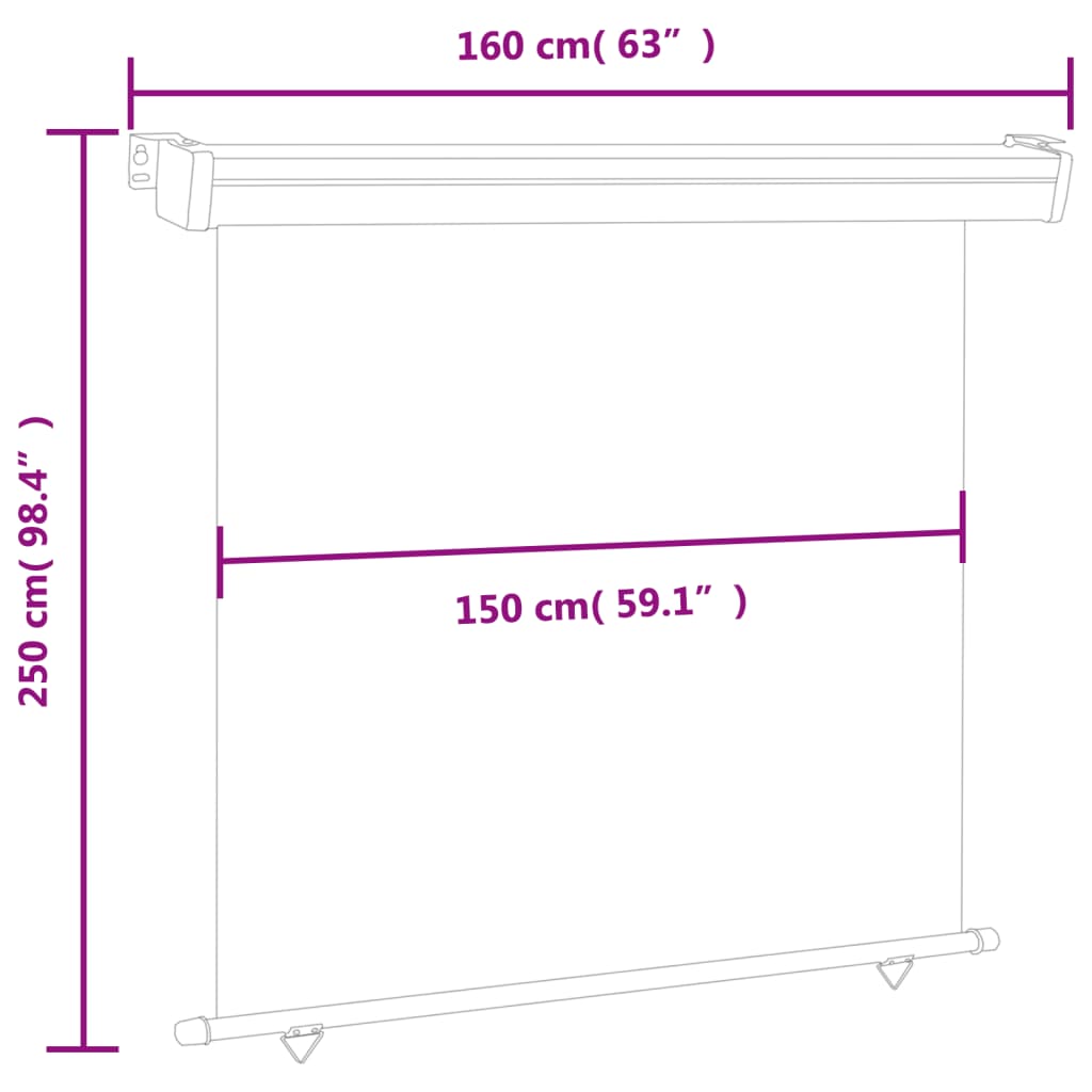 Tenda Laterale per Terrazzo 160x250 cm Rossa