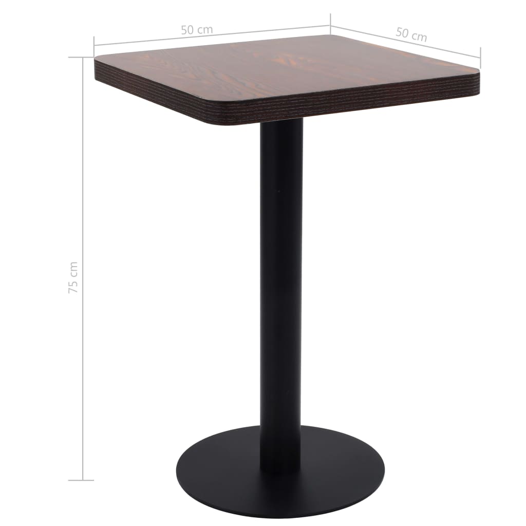 Tavolo da Bistrot Marrone Scuro 50x50 cm in MDF