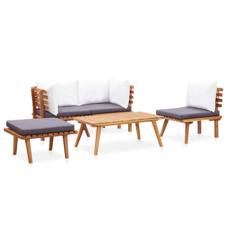 Set Divani da Giardino 5 pz in Legno Massello di Acacia