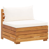 Set Divani Giardino 6 pz con Cuscini Legno Acacia Bianco Crema