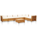 Set Divani Giardino 8 pz con Cuscini Legno Acacia Bianco Crema