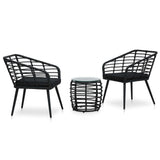 Set da Bistrot 3 pz in Polyrattan Nero