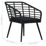 Set da Bistrot 3 pz in Polyrattan Nero