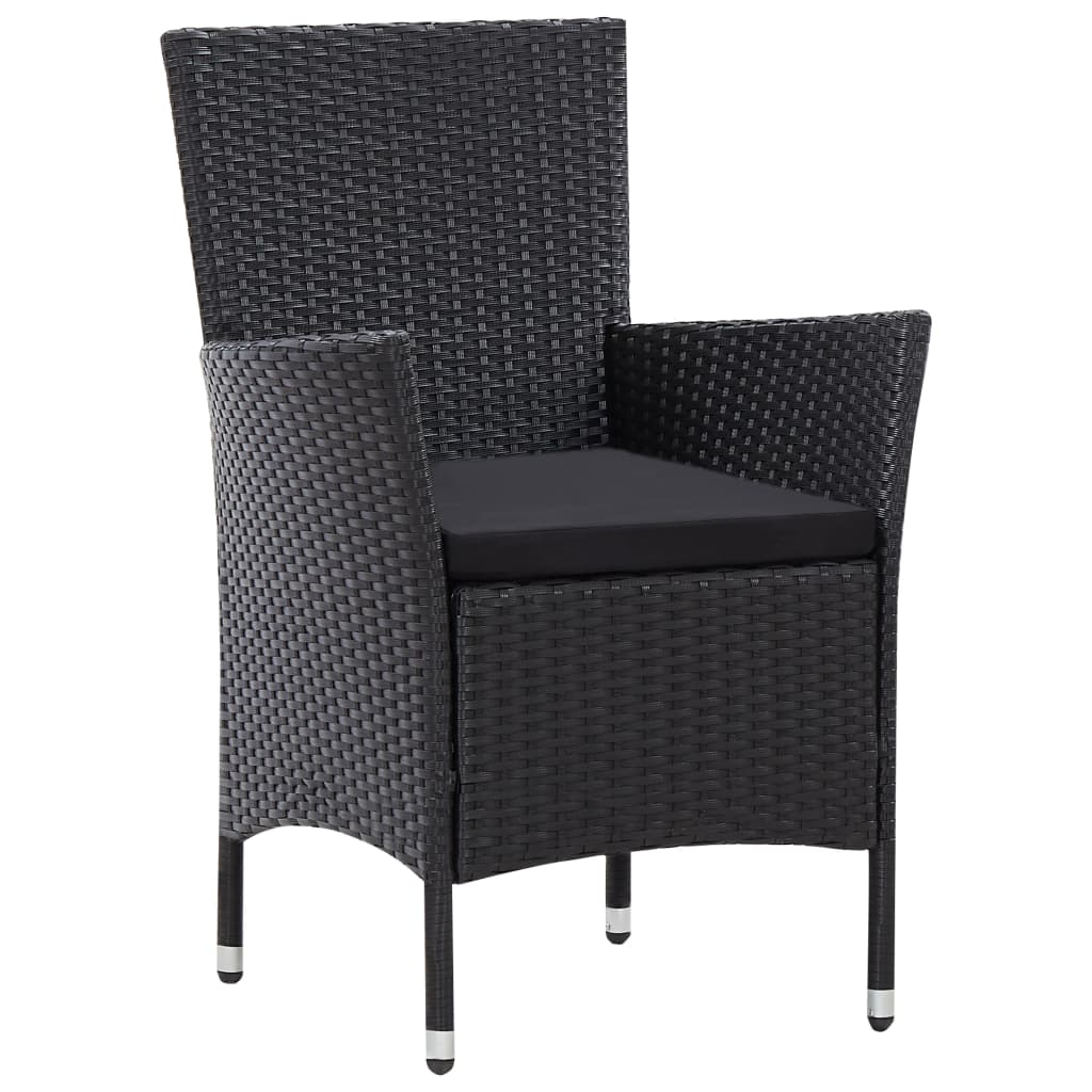 Set da Pranzo da Giardino 9 pz in Polyrattan Nero