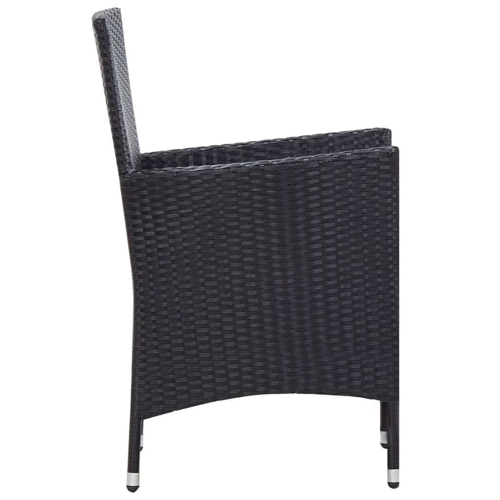 Set da Pranzo da Giardino 9 pz in Polyrattan Nero