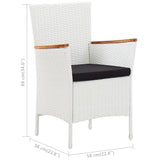 Set da Pranzo per Giardino 9 pz in Polyrattan Bianco