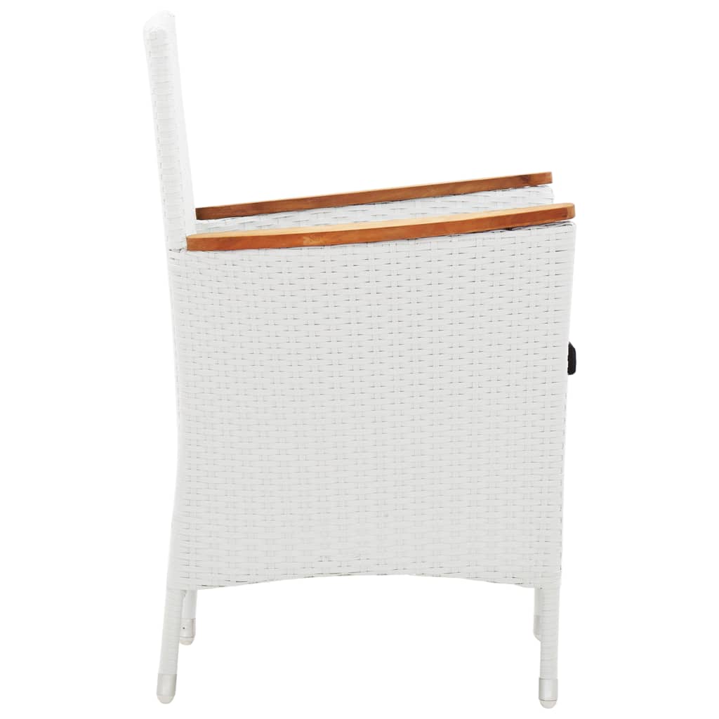 Set da Pranzo per Giardino 9 pz in Polyrattan Bianco