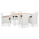 Set da Pranzo da Giardino 7 pz in Polyrattan Bianco