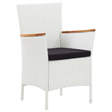 Set da Pranzo da Giardino 7 pz in Polyrattan Bianco