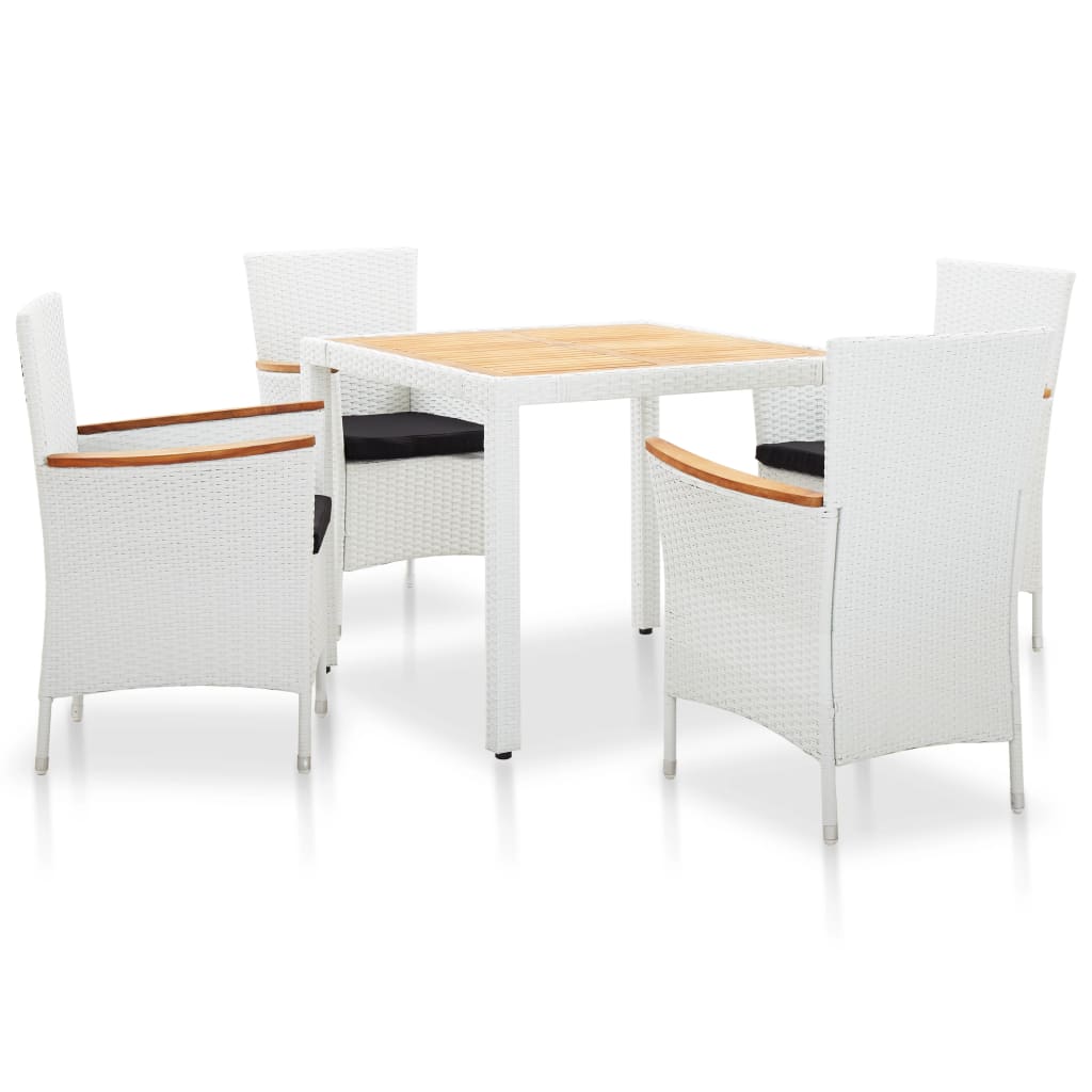 Set da Pranzo da Giardino 5 pz in Polyrattan Bianco