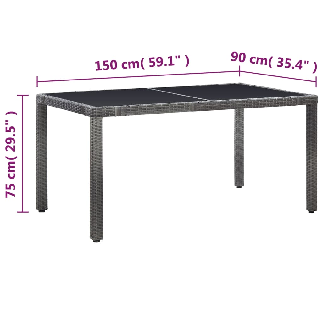 Set da Pranzo da Giardino 7 pz in Polyrattan Grigio