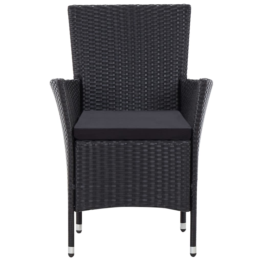 Set da Pranzo da Giardino 9 pz con Cuscini in Polyrattan Nero