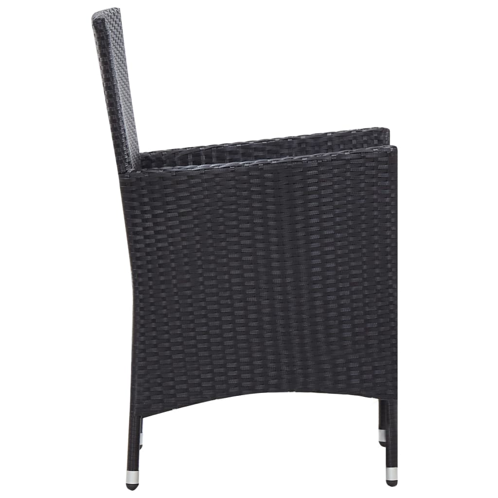 Set da Pranzo da Giardino 9 pz con Cuscini in Polyrattan Nero