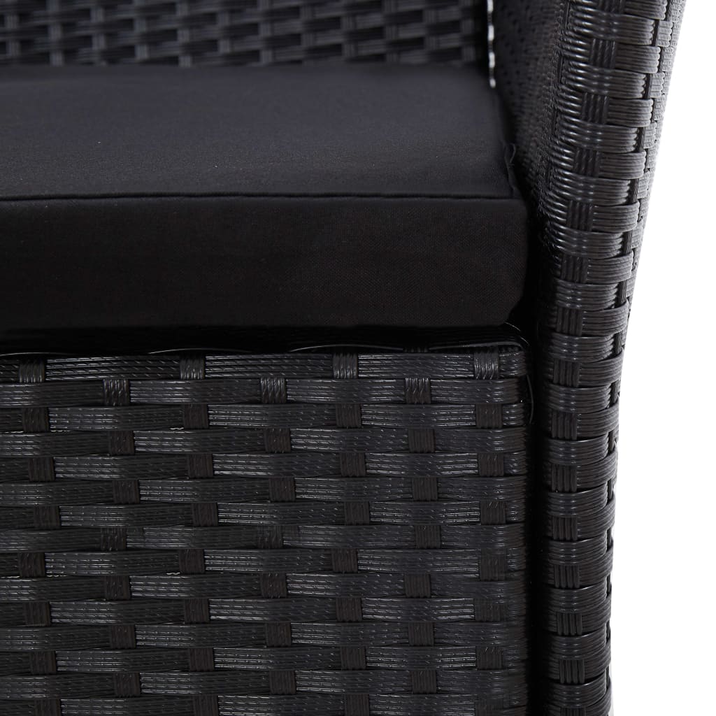 Set da Pranzo da Giardino 9 pz con Cuscini in Polyrattan Nero