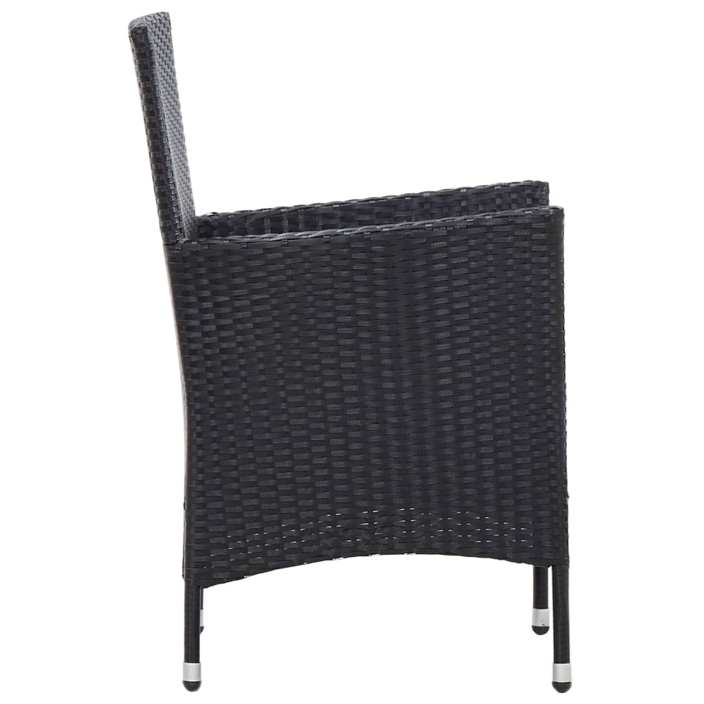 Set da Pranzo da Giardino 7 pz con Cuscini in Polyrattan Nero