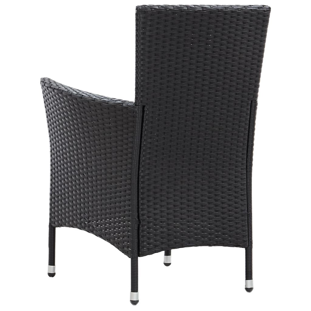 Set da Pranzo da Giardino 5 pz con Cuscini in Polyrattan Nero