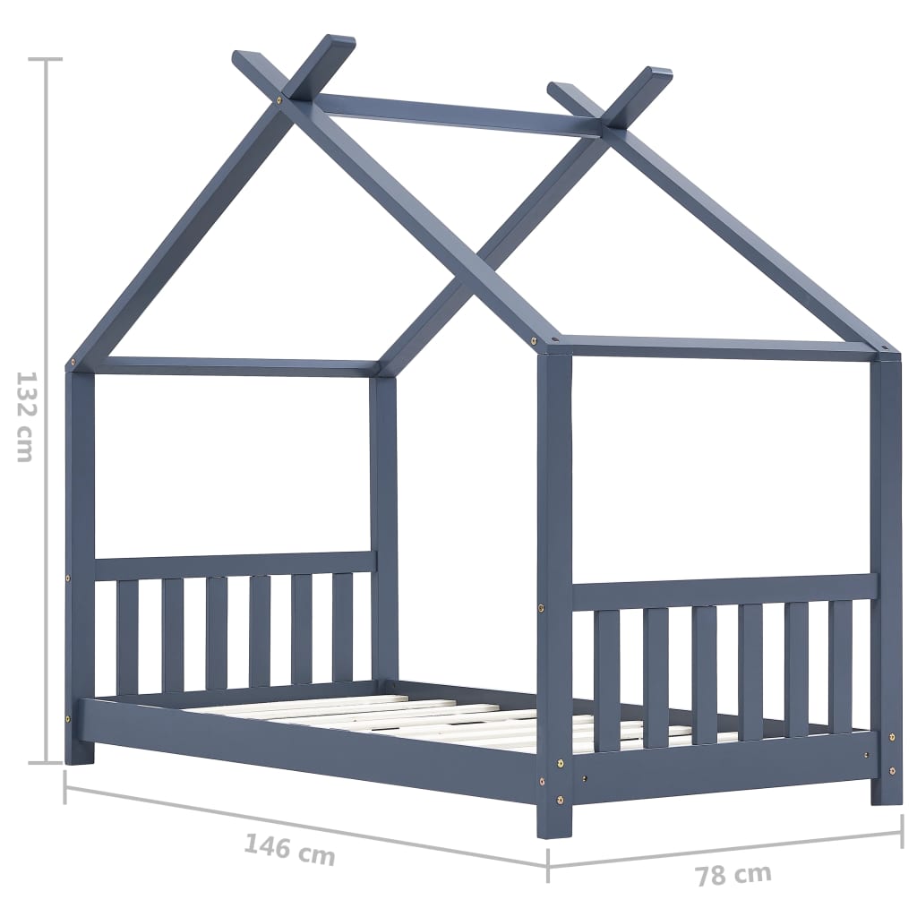 Giroletto per Bambini Grigio in Massello di Pino 70x140 cm