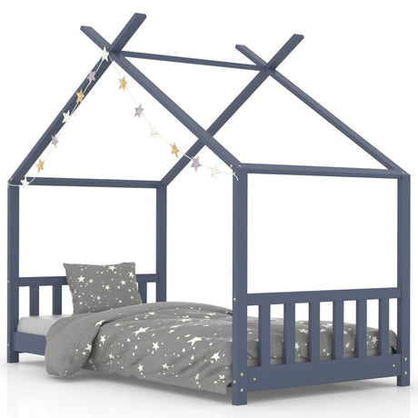 Giroletto per Bambini Grigio in Legno Massello di Pino 80x160cm