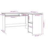 Scrivania Angolare a L Nera 120x140x75cm in Legno Multistrato