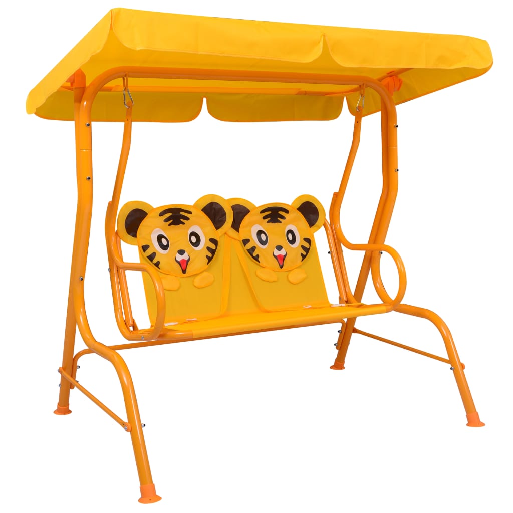 Dondolo a Panchina per Bambini Giallo 115x75x110 cm in Tessuto