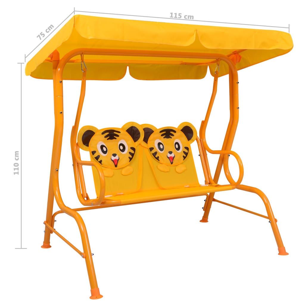 Dondolo a Panchina per Bambini Giallo 115x75x110 cm in Tessuto