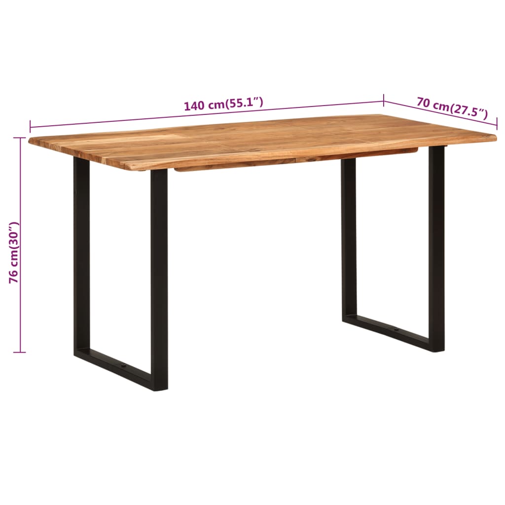 Tavolo da Pranzo 140x70x76 cm in Legno Massello di Acacia