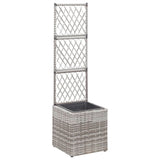 Letto Rialzato a Traliccio 1 Vaso 30x30x107cm Polyrattan Grigio