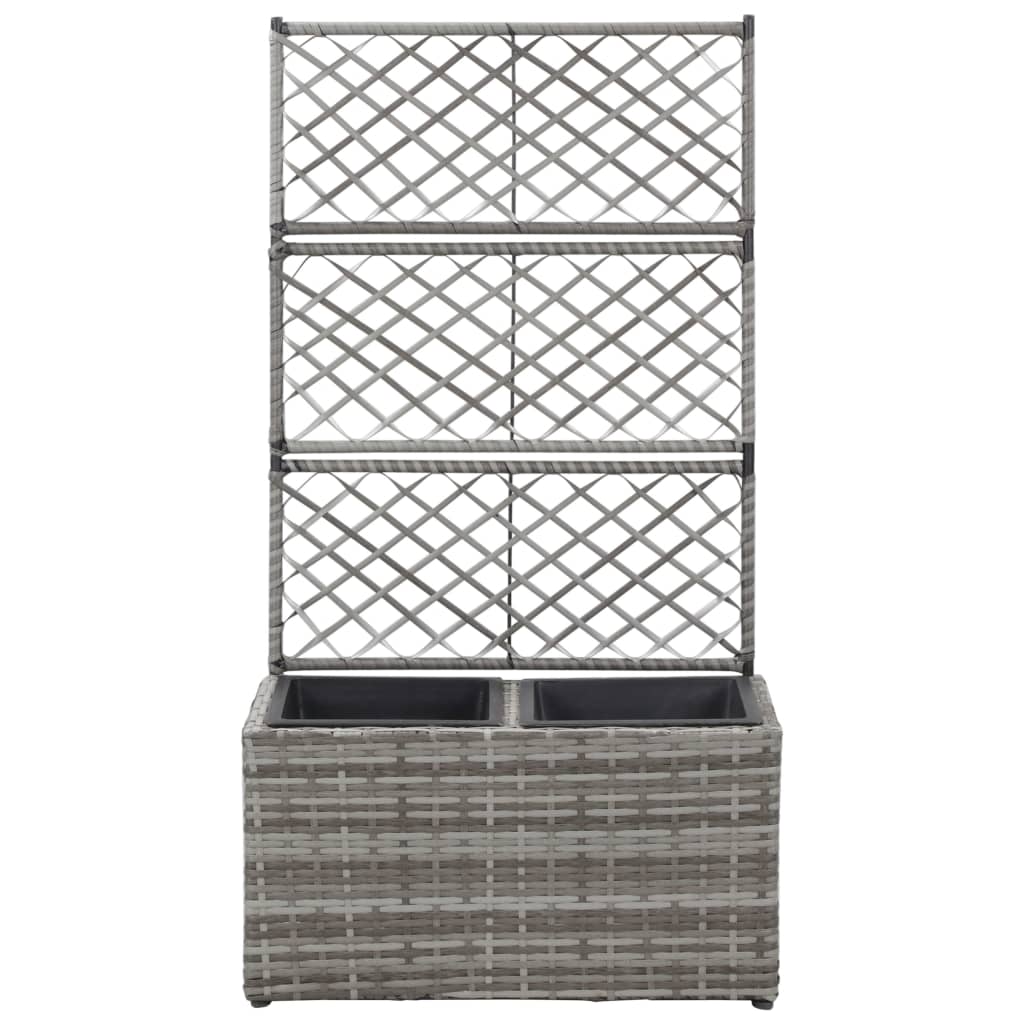 Letto Rialzato a Traliccio 2 Vasi 58x30x107cm Polyrattan Grigio