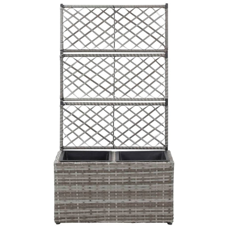 Letto Rialzato a Traliccio 2 Vasi 58x30x107cm Polyrattan Grigio