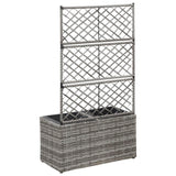 Letto Rialzato a Traliccio 2 Vasi 58x30x107cm Polyrattan Grigio