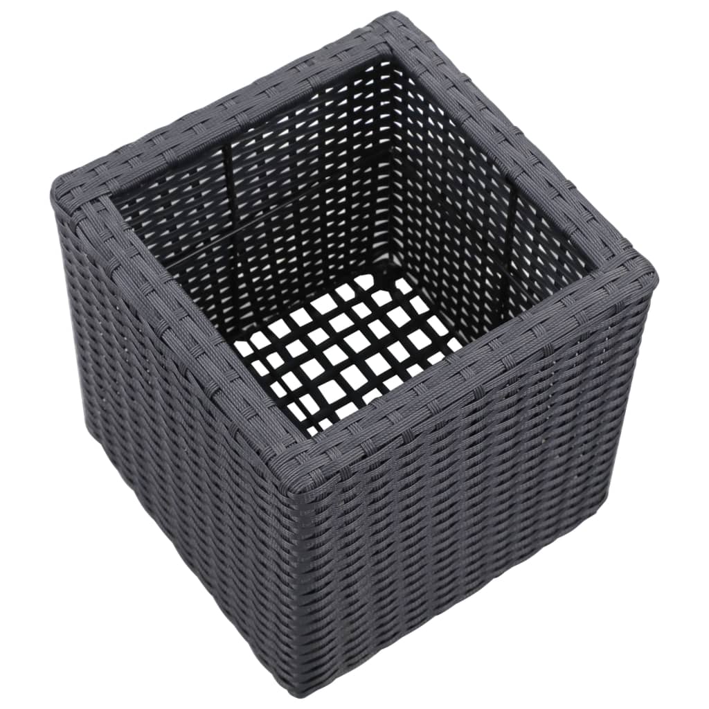 Letti Rialzati da Giardino 3 pz in Polyrattan Nero