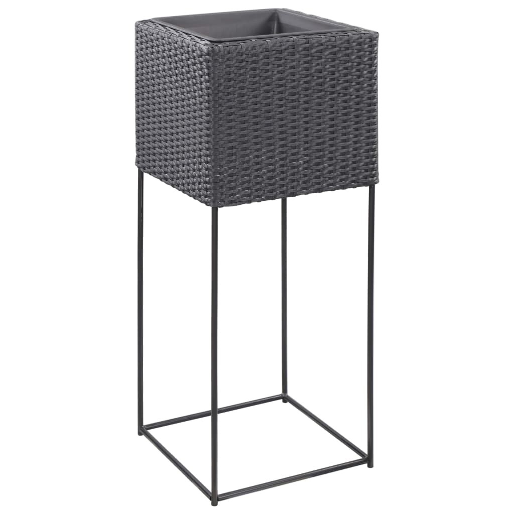 Letti Rialzati da Giardino 3 pz in Polyrattan Nero