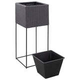 Letti Rialzati da Giardino 3 pz in Polyrattan Nero