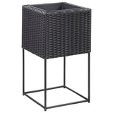 Letti Rialzati da Giardino 3 pz in Polyrattan Nero